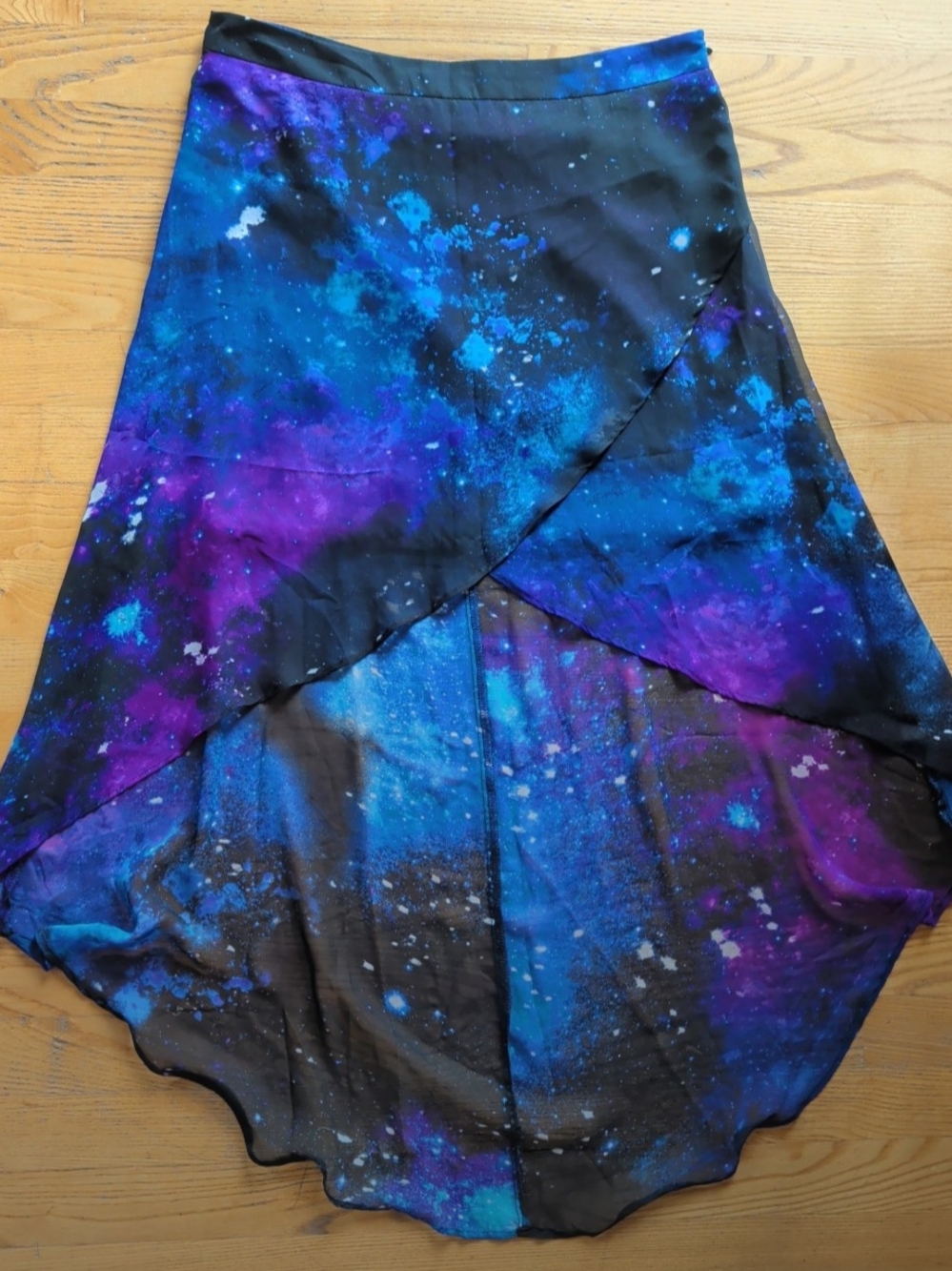 Forever 21 Galaxy-Inspired High-Low Wrap Skirt – Blue & Purple